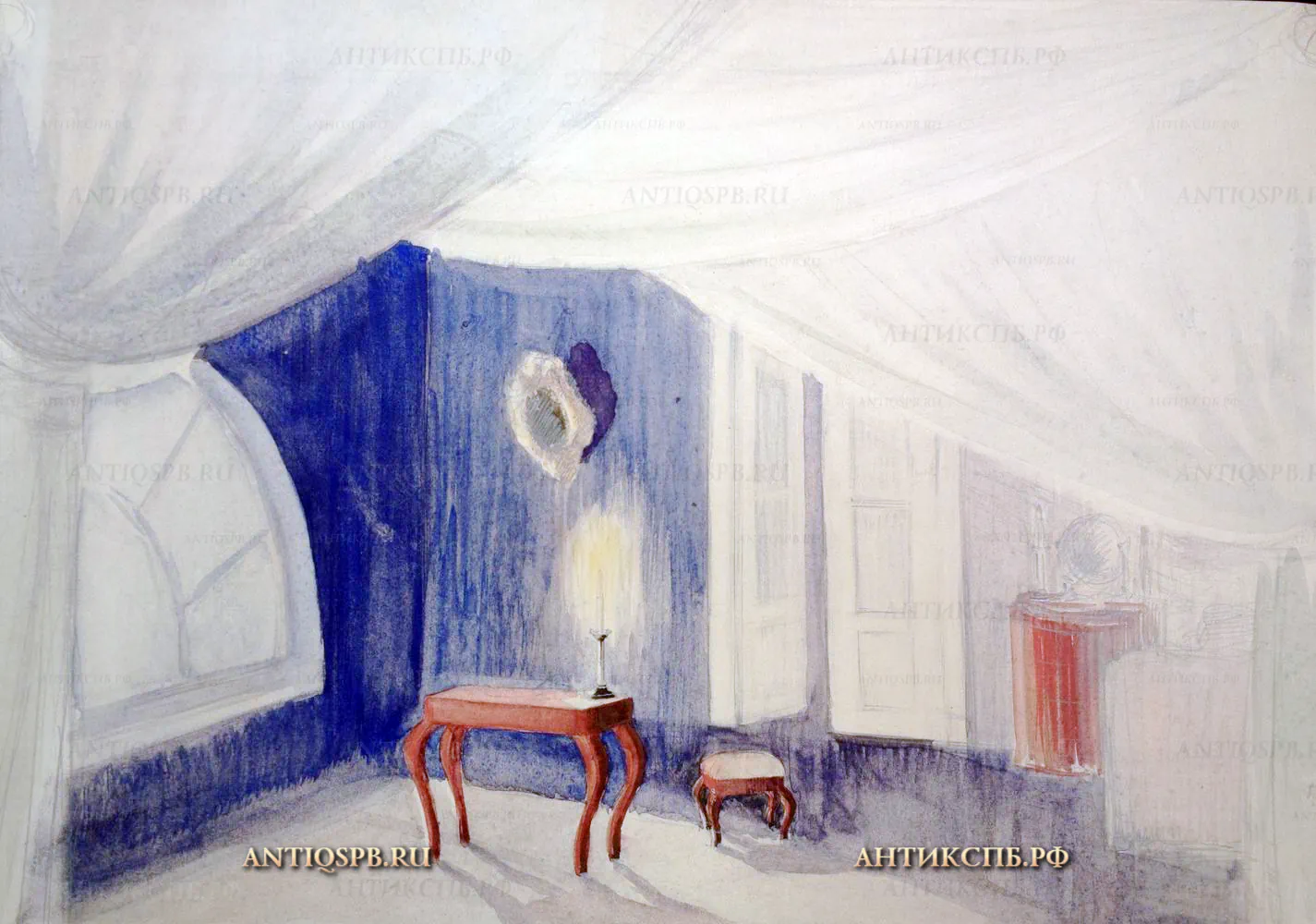 Рисунки "Интерьер комнаты" к театральной пьесе. №17341.15.17341.29